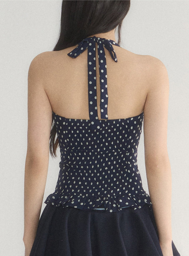Polka Dot Ruffle Hem Cami Top