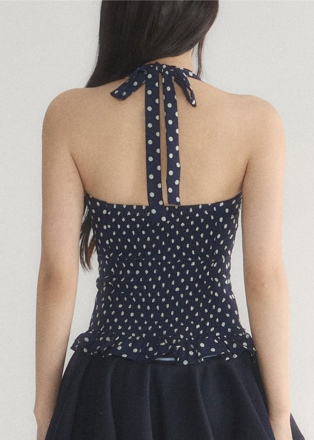 Polka Dot Ruffle Hem Cami Top