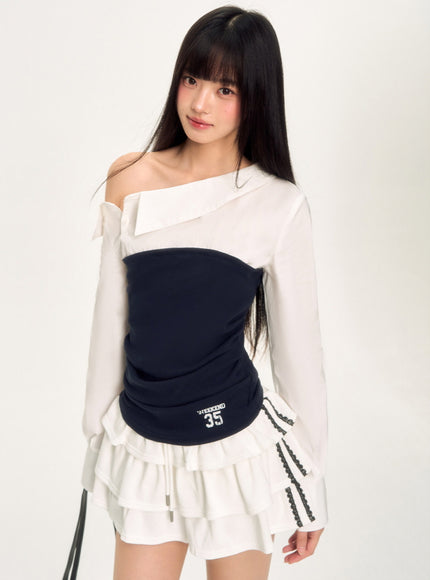 Color Block Off-Shoulder Top