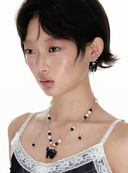 Cherry Cat Beaded Necklace