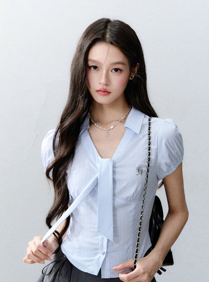 Puff Sleeve Stripe Blouse