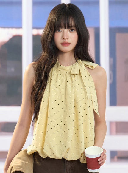 Tie-Neck Sleeveless Blouse