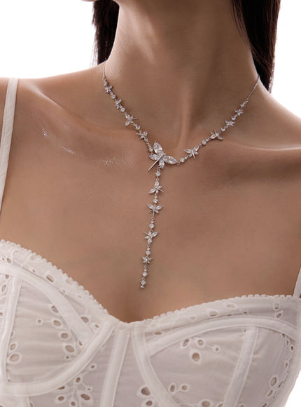 Crystal Butterfly Y-Drop Necklace
