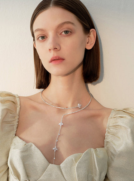 Floral Curve Y-Drop Necklace