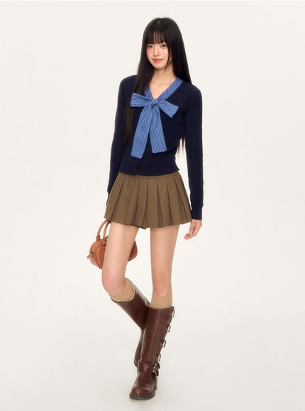 Gingham Bow Knit Top