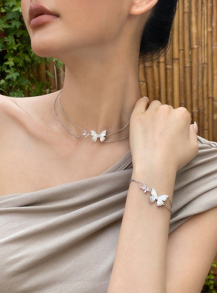Mother-of-Pearl Butterfly Layered Necklace