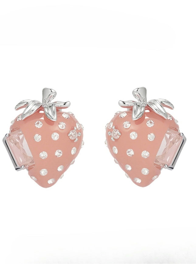 Pink Strawberry Cubic Earrings