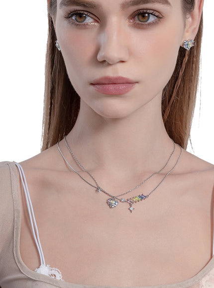 Iridescent Heart Layered Necklace