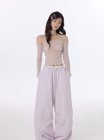 Drawstring Wide Leg Pants