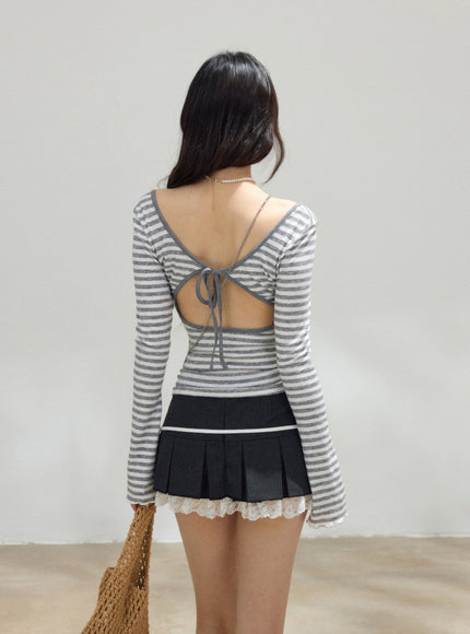 Striped Open-Back Slim Fit Top