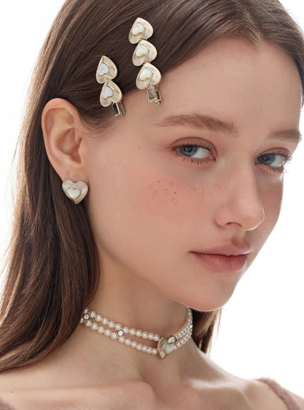 Lueur Heart Double Pearl Choker