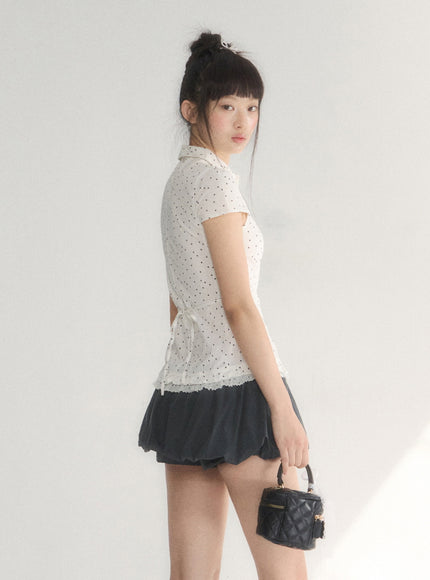 Polka Dot Fitted Peplum Top