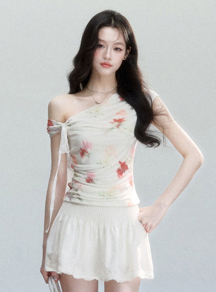 Smocked Waist Flowy Mini Skirt