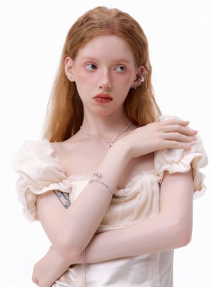 Rose Pearl Branch Bangle Bracelet