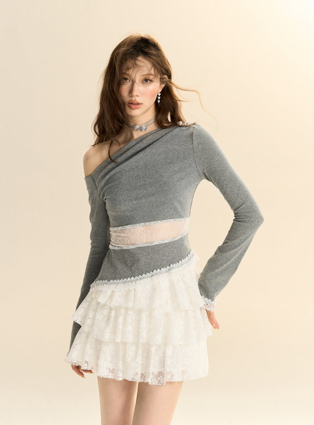 Lace Waist Off-Shoulder Top