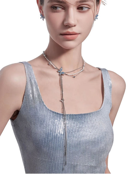 Twilight Wing Lariat Necklace