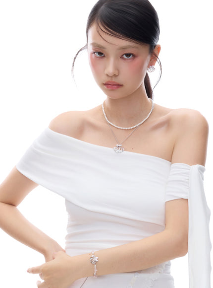 Crystal  Bow Charm Quartz Bracelet