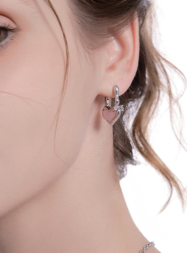 Pink Melted Heart Hoop Earrings