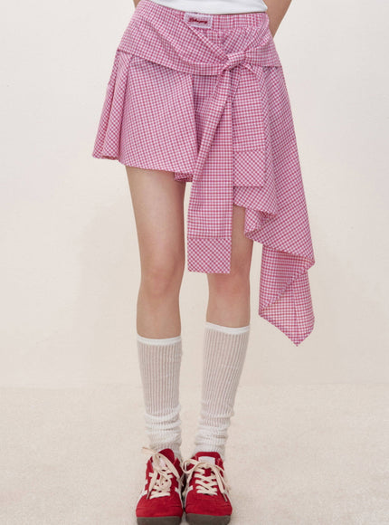 Convertible Gingham Wrap Skirts