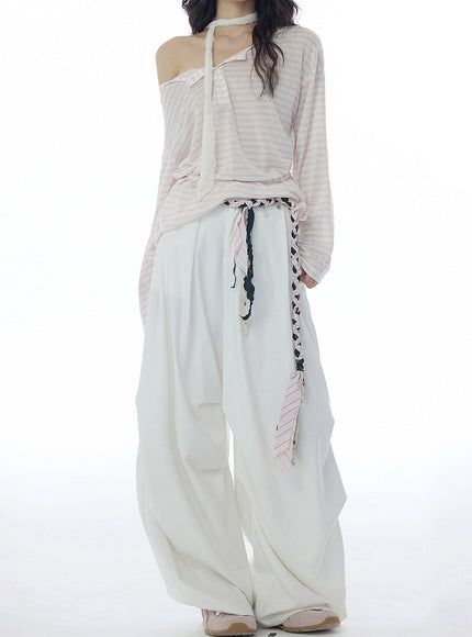 Draped Wide-Leg Relaxed Pants