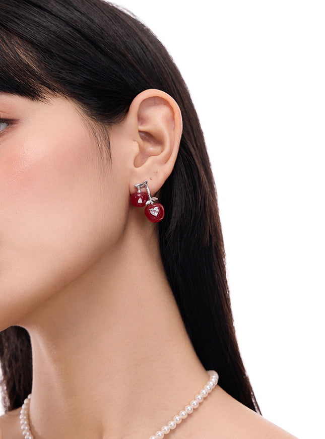 Ruby Cherry Crystal Earrings