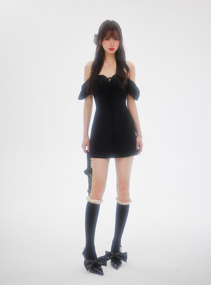 Off-Shoulder Puff Mini Dress