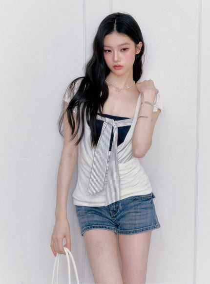 Washed Denim Mini Shorts
