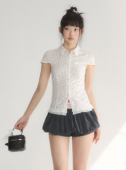 Polka Dot Fitted Peplum Top