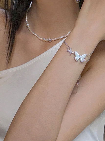 Mother-of-Pearl Butterfly Chain Bracelet