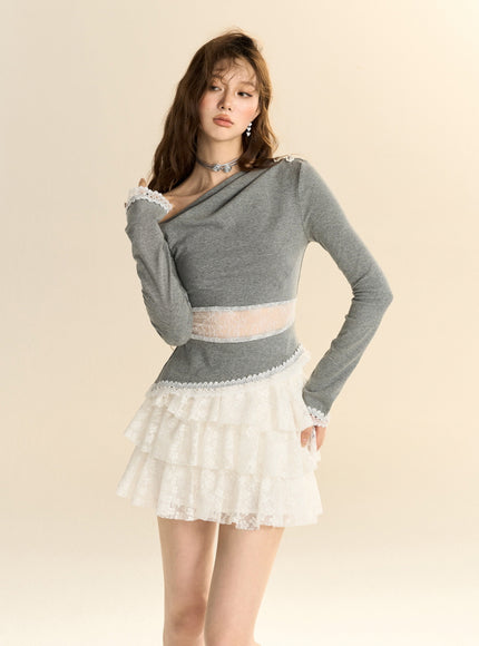Lace Waist Off-Shoulder Top