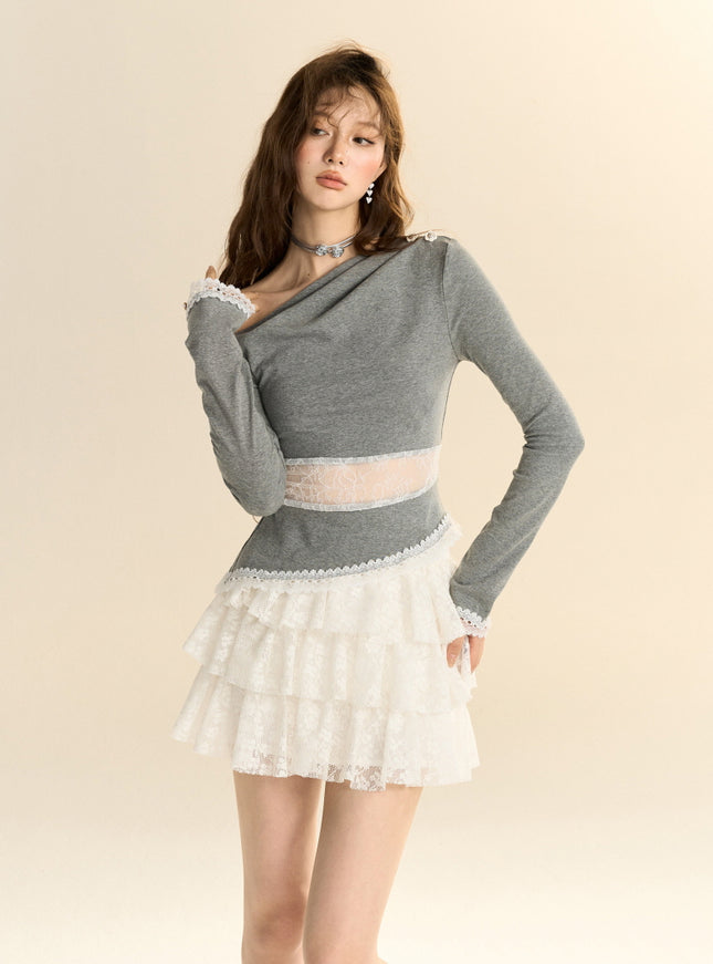 Lace Waist Off-Shoulder Top