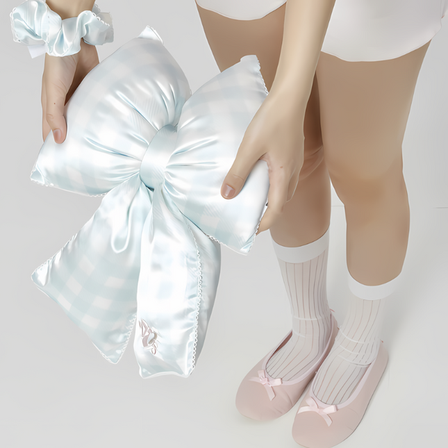 Blue Gingham Bow Pillow