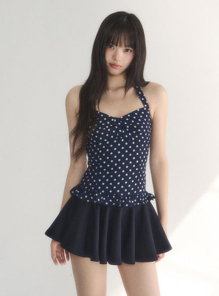 Polka Dot Ruffle Hem Cami Top