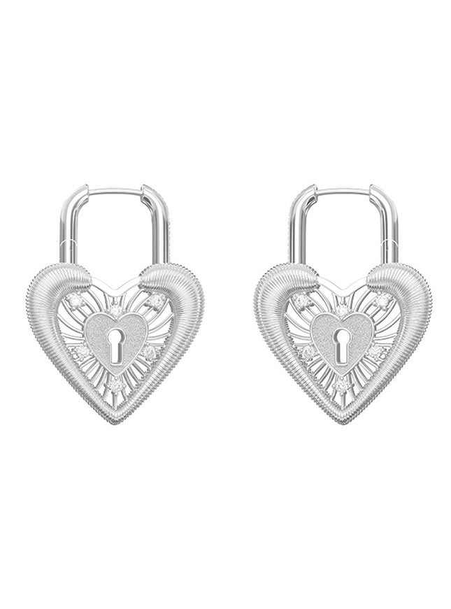 Lock Heart Hoop Earrings