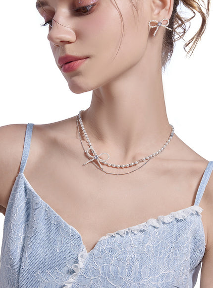 Pearl Bow Layered Choker