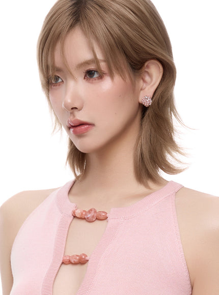 Pink Strawberry Cubic Earrings