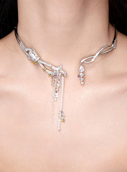 Starlight Pearl Drop Choker Necklace