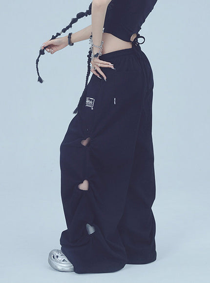 Heart Cut-Out Wide Pants