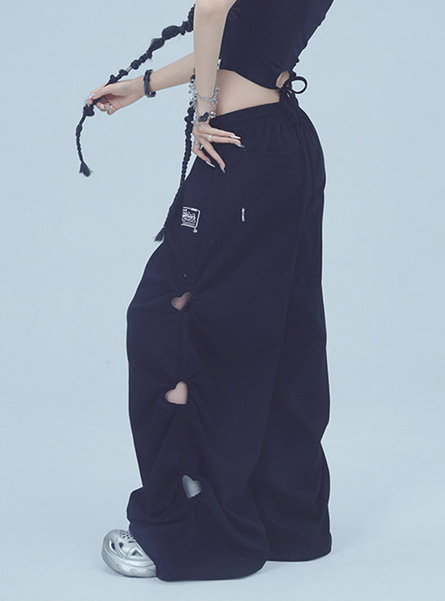 Heart Cut-Out Wide Pants