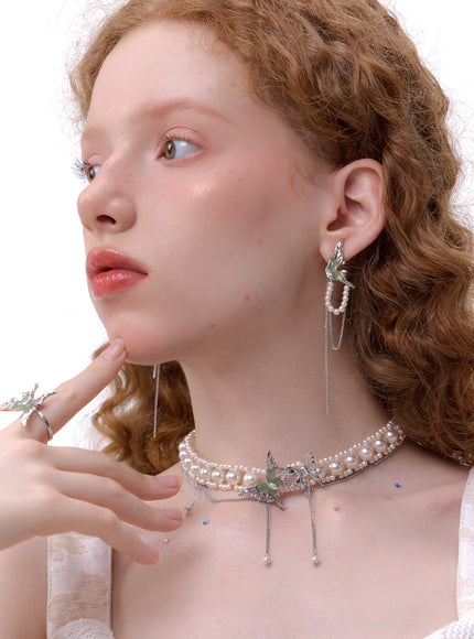 Emerald Butterfly Pearl Choker