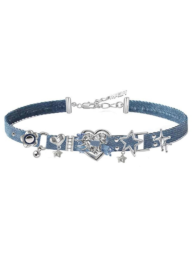 Frayed Star Denim Choker