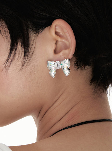 Lucky Ribbon Kitty Earrings
