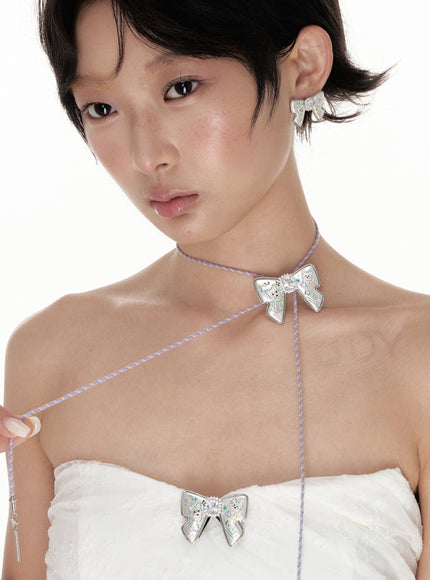 Lucky Ribbon Kitty Bolo Necklace