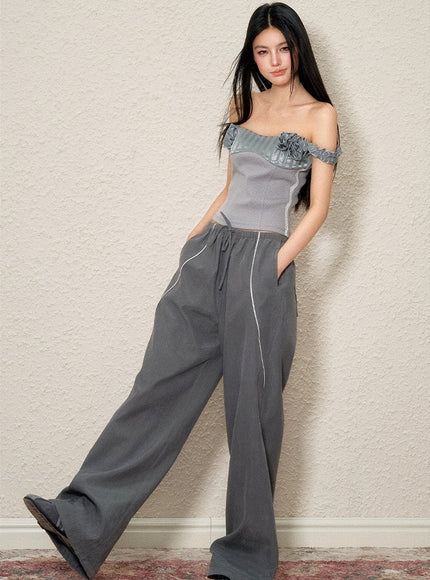 Drawstring Wide-Leg Pants