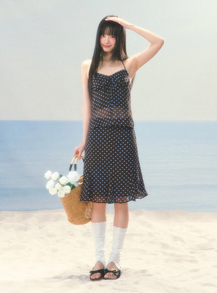 Polka Dot Sheer Top & Skirt Set