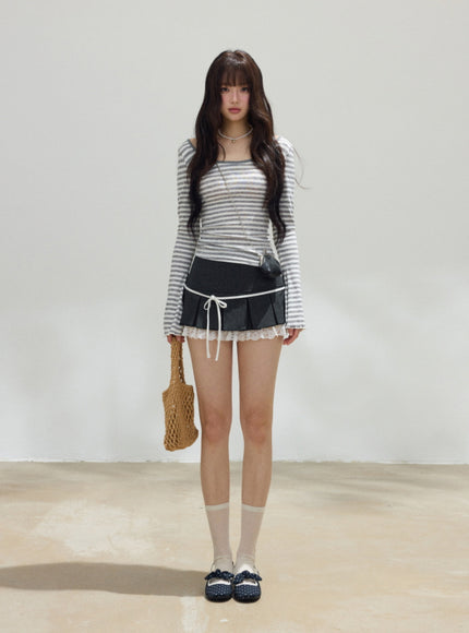 Striped Open-Back Slim Fit Top