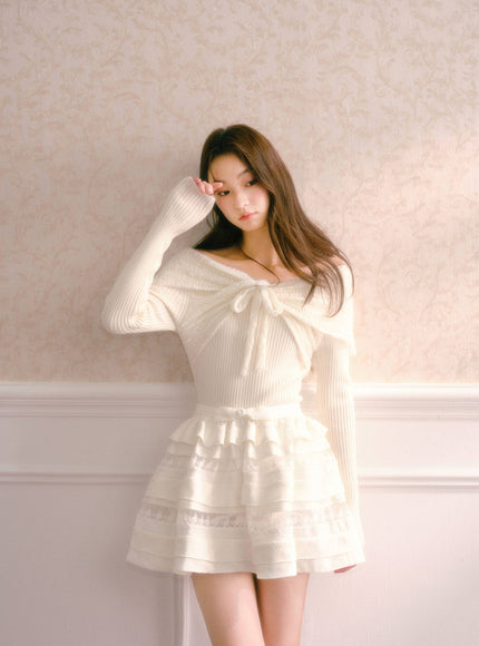Tiered Lace Ruffle Mini Skirt