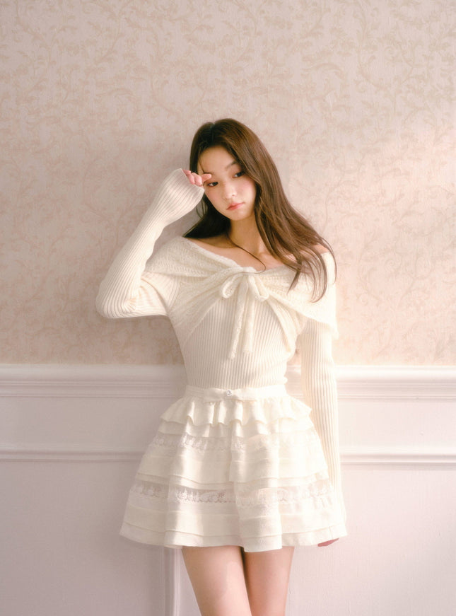 Tiered Lace Ruffle Mini Skirt