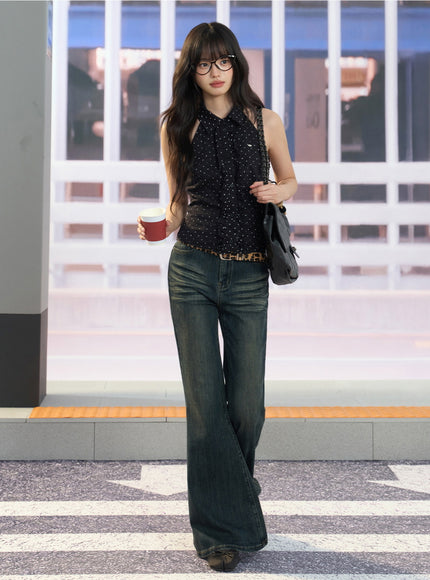Sleeveless Polka Dot Shirt