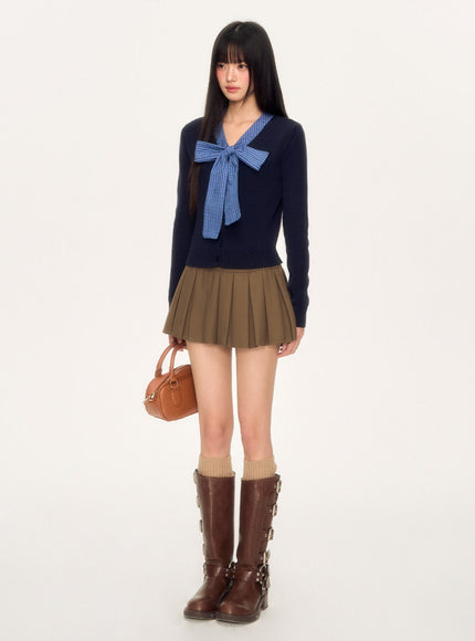 Gingham Bow Knit Top